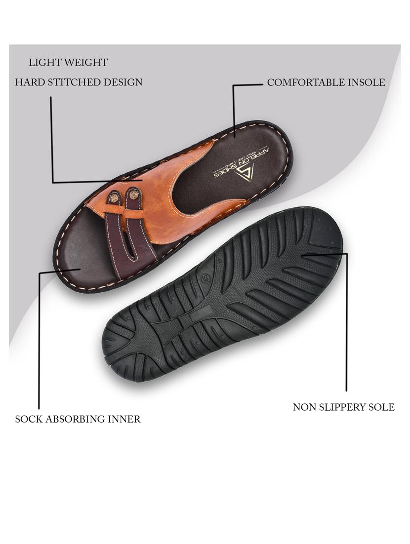 tan synthetic slip on sandals - 20008747 - Standard Image - 3