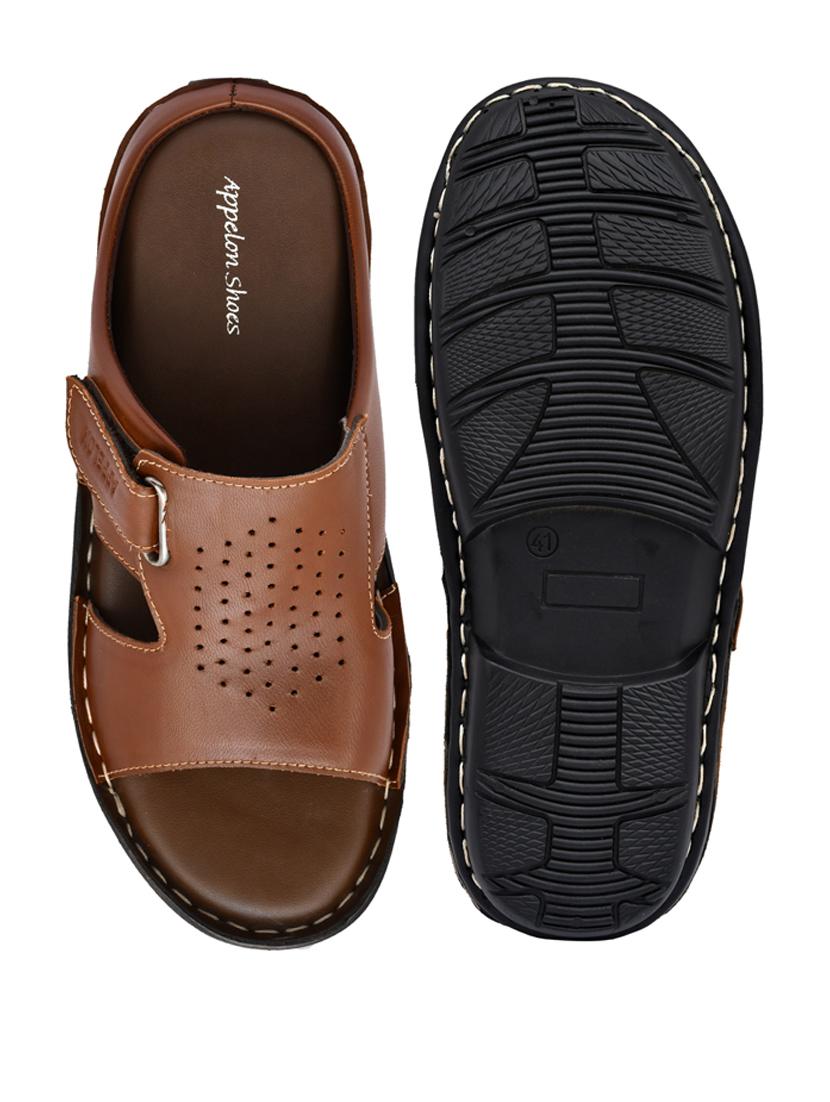 tan synthetic slip on sandals - 20008787 - Standard Image - 3