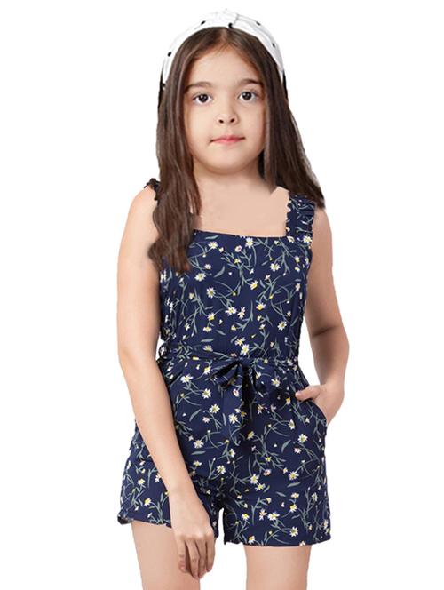 blue floral print sleeveless playsuit - 20009425 - Standard Image - 0