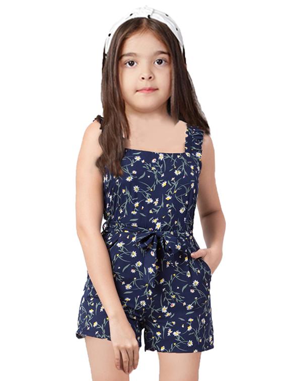 blue floral print sleeveless playsuit - 20009425 - Zoom Image - 0