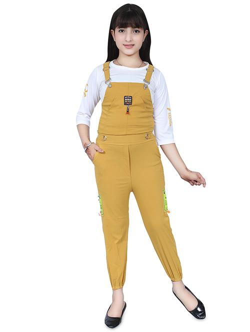 yellow solid adjustable shoulder straps dungaree - 20009432 - Standard Image - 0