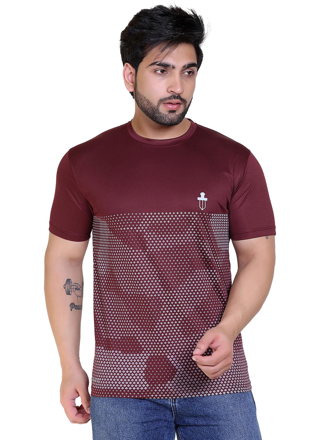 men maroon printed round neck t-shirt - 20009487 - Zoom Image - 0