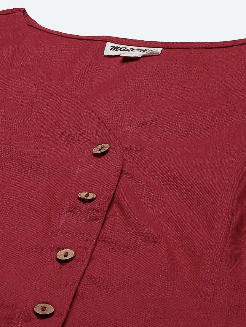 women maroon v-neck blouse - 20009545 - Standard Image - 3