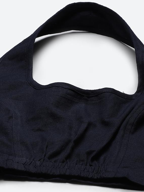 women navy blue halter neck blouse - 20009548 - Standard Image - 3