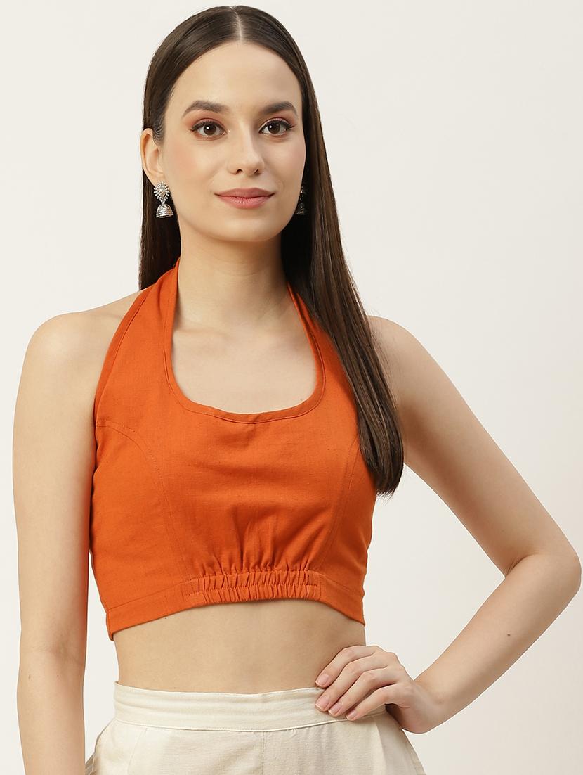 women orange halter neck blouse - 20009554 -  Zoom Image - 0