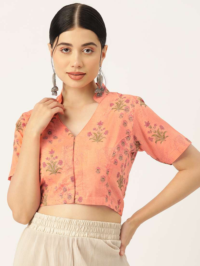 women peach v-neck blouse - 20009625 -  Zoom Image - 0