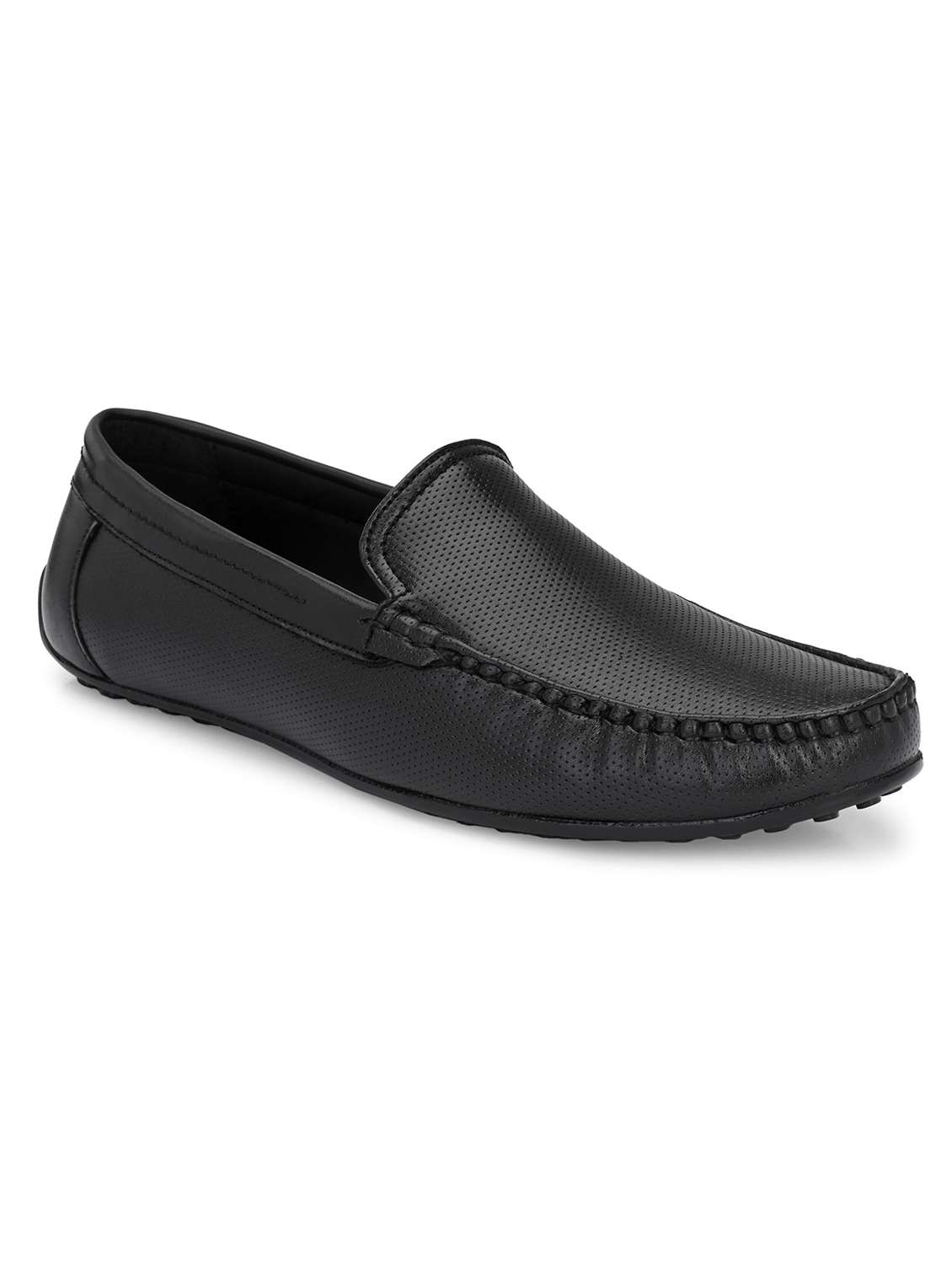 black solid slip on loafer