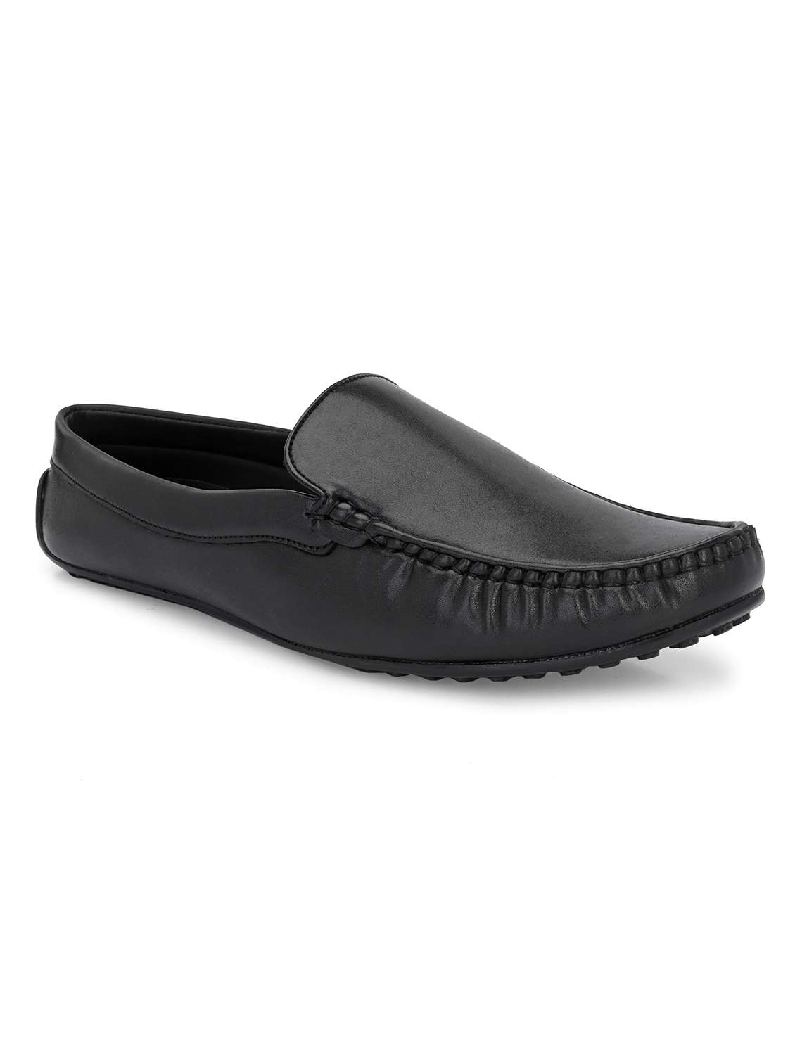 black solid slip on loafer