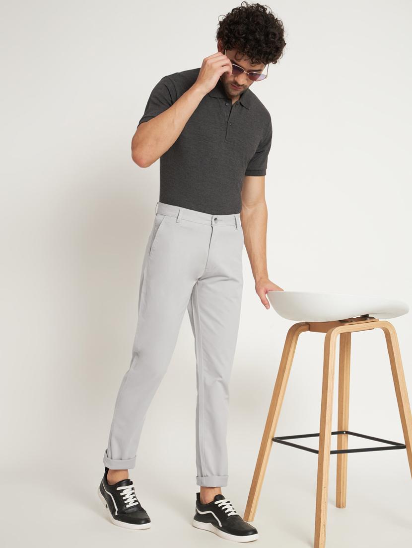 grey cotton chinos casual trousers - 20009712 - Standard Image - 5
