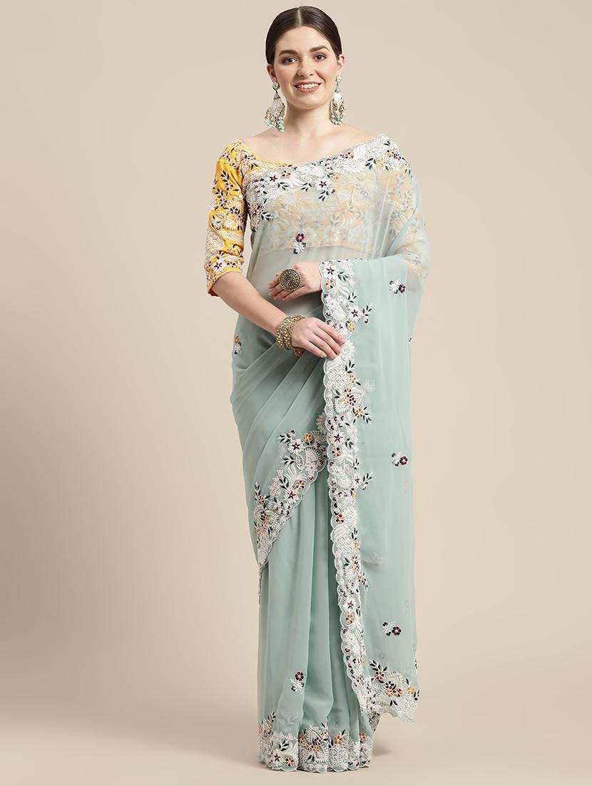 women's embroidered saree with blouse