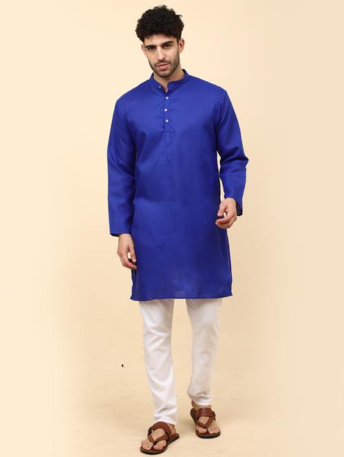 mandarin neck solid long kurta - 20009744 - Standard Image - 0