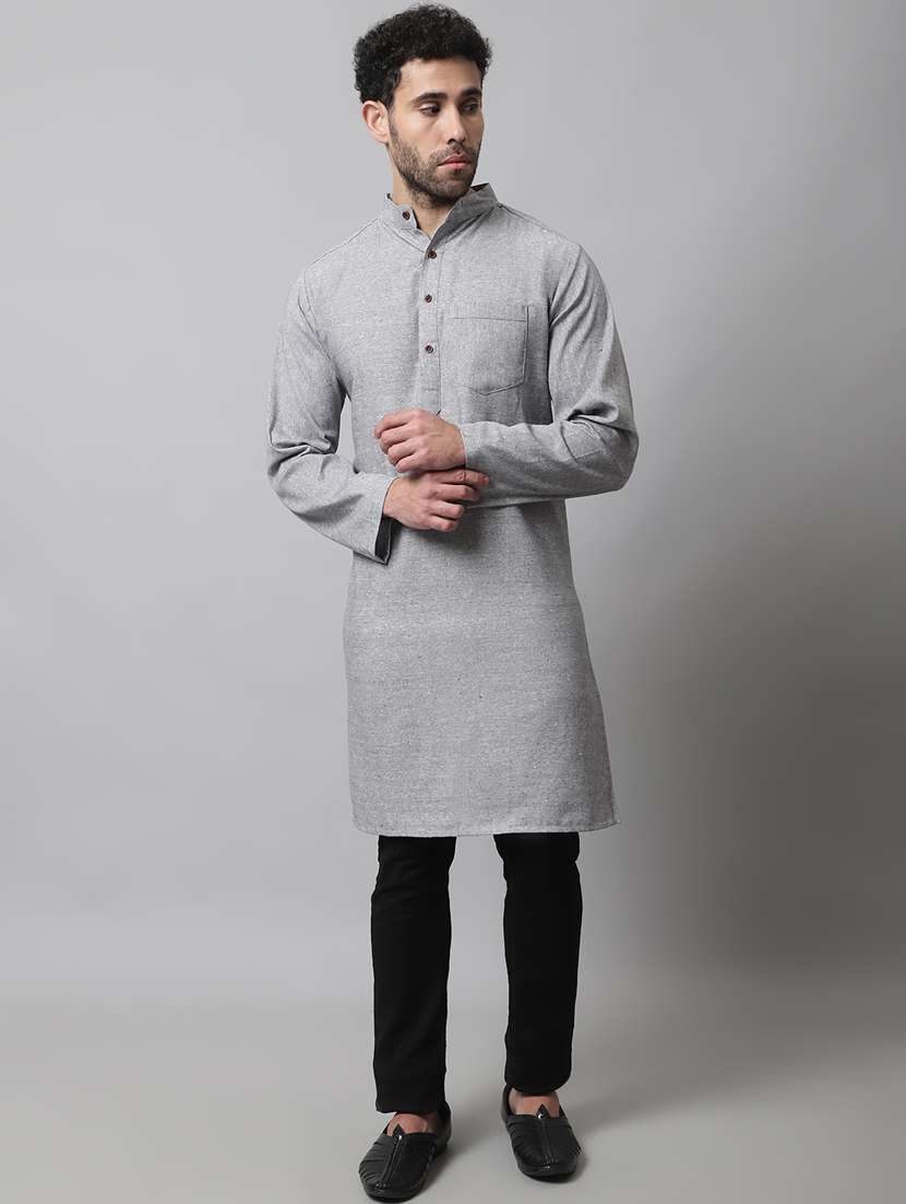 mandarin neck solid long kurta