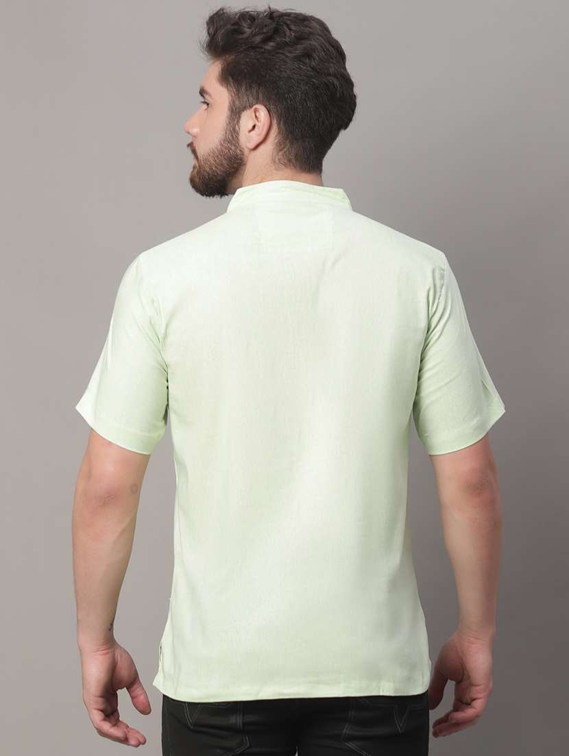 mandarin neck solid short kurta - 20009827 -  Standard Image - 3