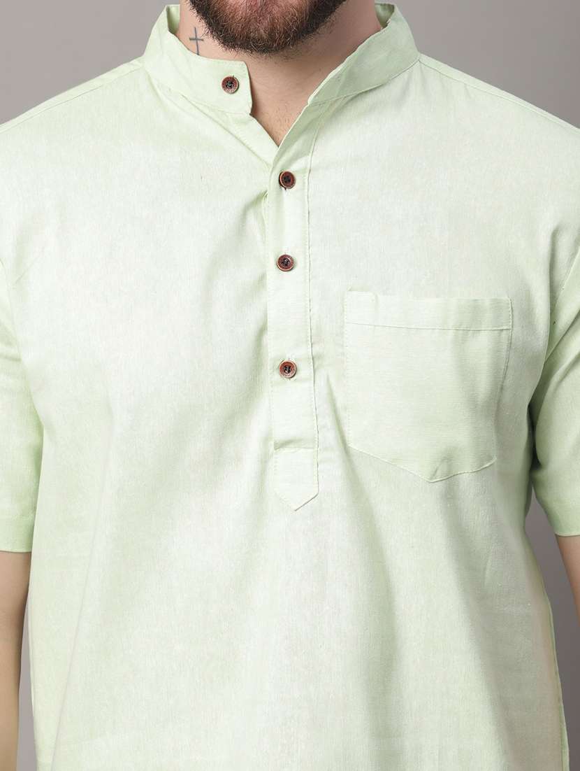 mandarin neck solid short kurta - 20009827 -  Standard Image - 5