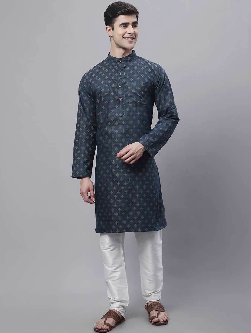 mandarin neck printed long kurta - 20009840 -  Zoom Image - 0
