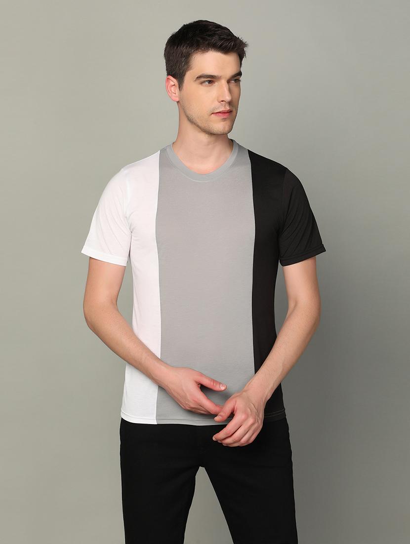 round neck color block regular t-shirt - 20010072 -  Zoom Image - 0