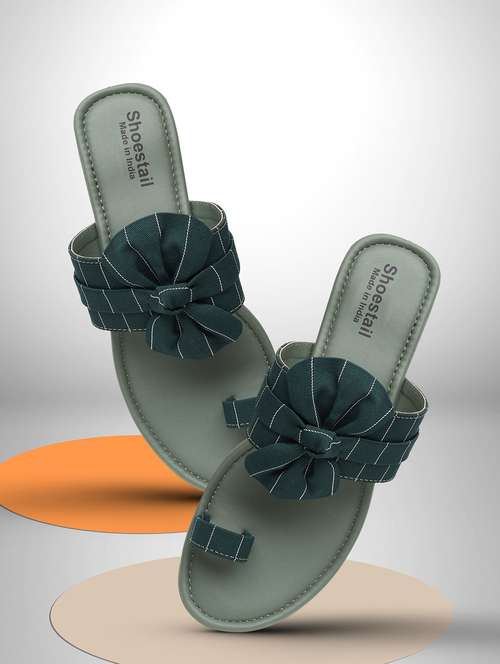 green nubuck leather one toe sandals - 20010519 - Standard Image - 0