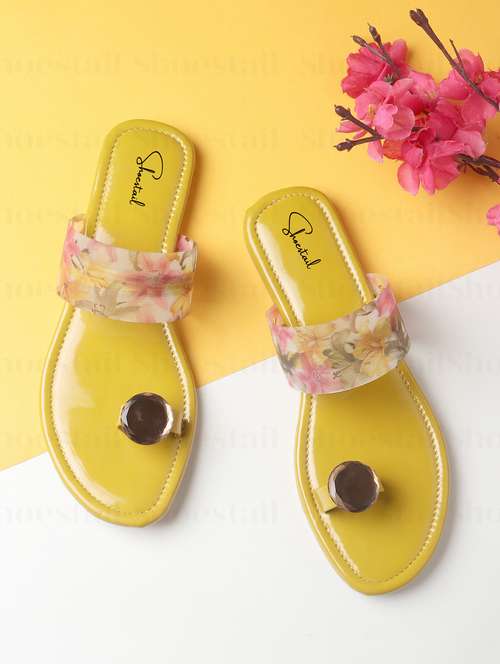 yellow nubuck leather one toe sandals - 20010523 -  Standard Image - 0