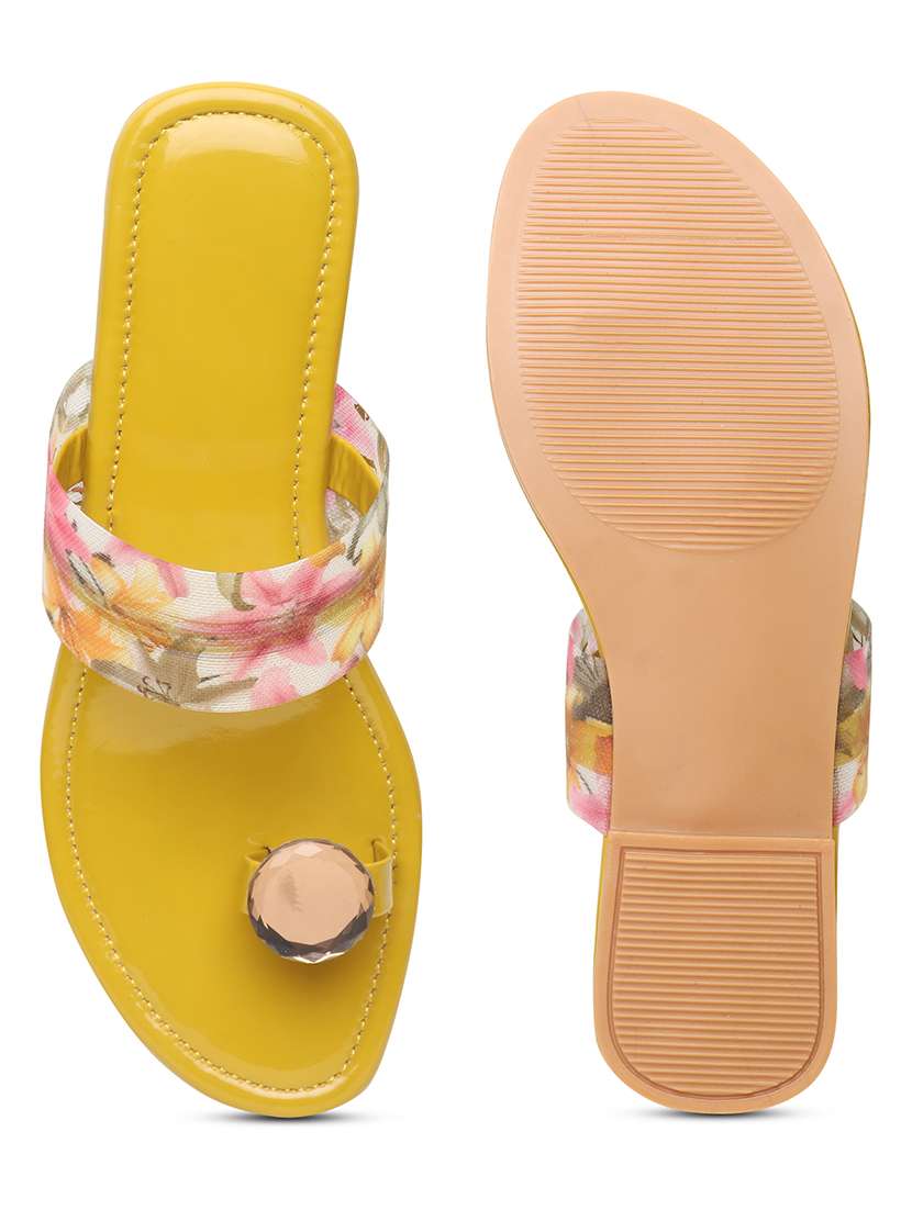 yellow nubuck leather one toe sandals - 20010523 - Standard Image - 3