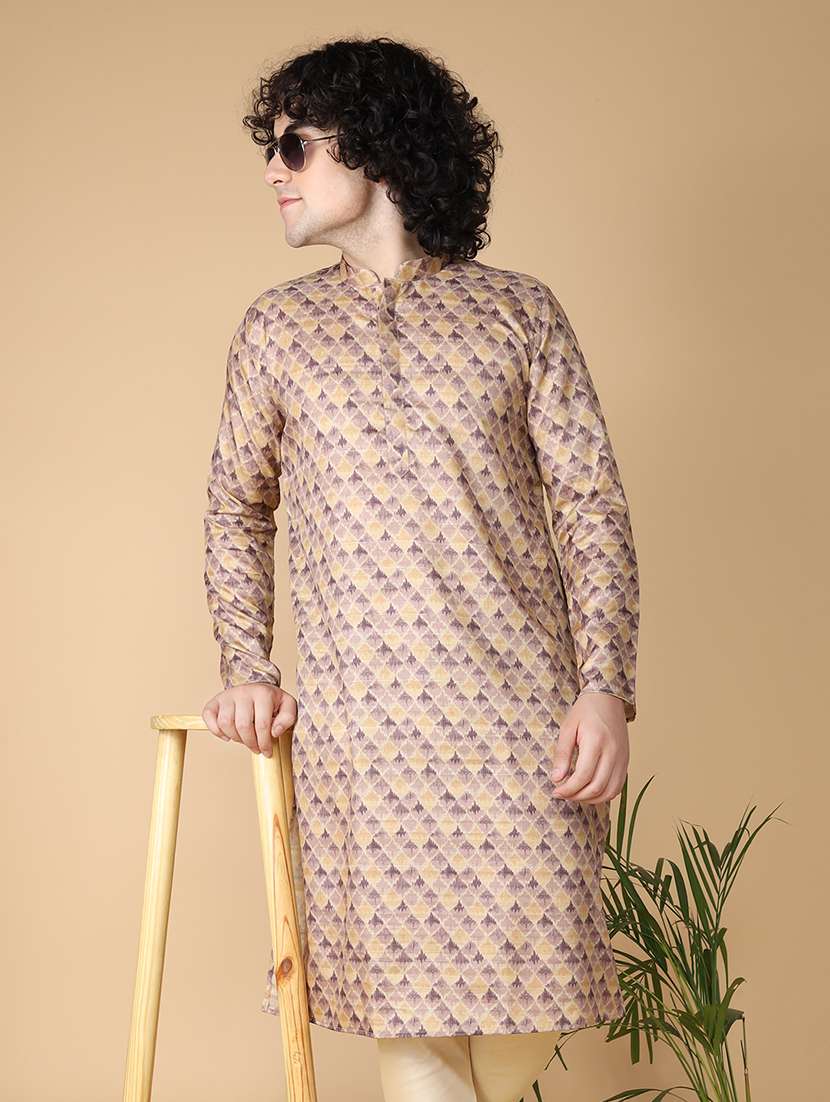 mandarin neck printed long kurta - 20011618 -  Zoom Image - 0