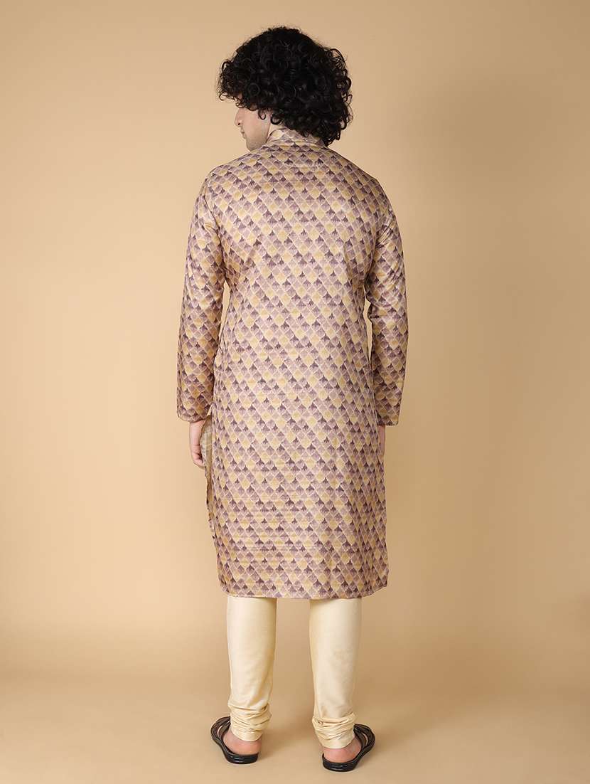 mandarin neck printed long kurta - 20011618 - Standard Image - 3