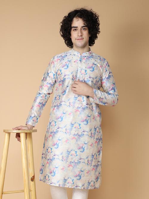 mandarin neck printed long kurta - 20011622 - Standard Image - 0