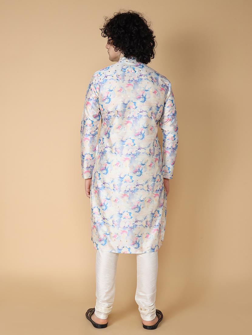 mandarin neck printed long kurta - 20011622 - Standard Image - 3