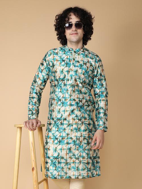 mandarin neck printed long kurta - 20011623 - Standard Image - 0