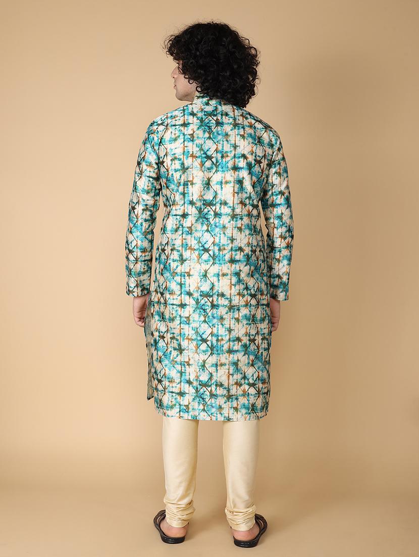 mandarin neck printed long kurta - 20011623 - Standard Image - 3