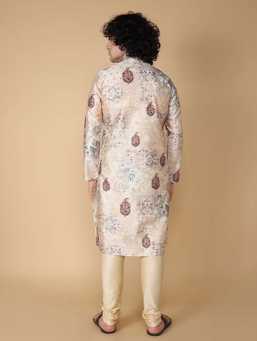mandarin neck printed long kurta - 20011624 -  Standard Image - 3
