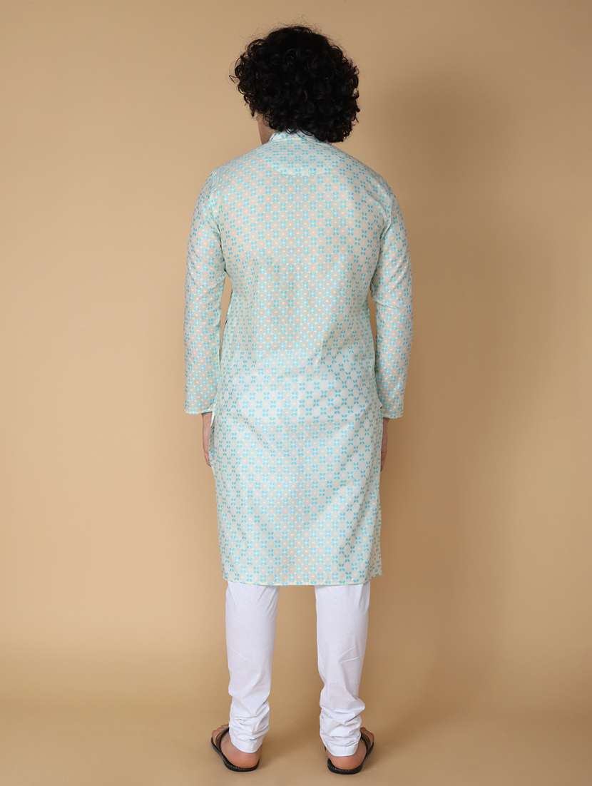 mandarin neck self design long kurta - 20011632 - Standard Image - 3