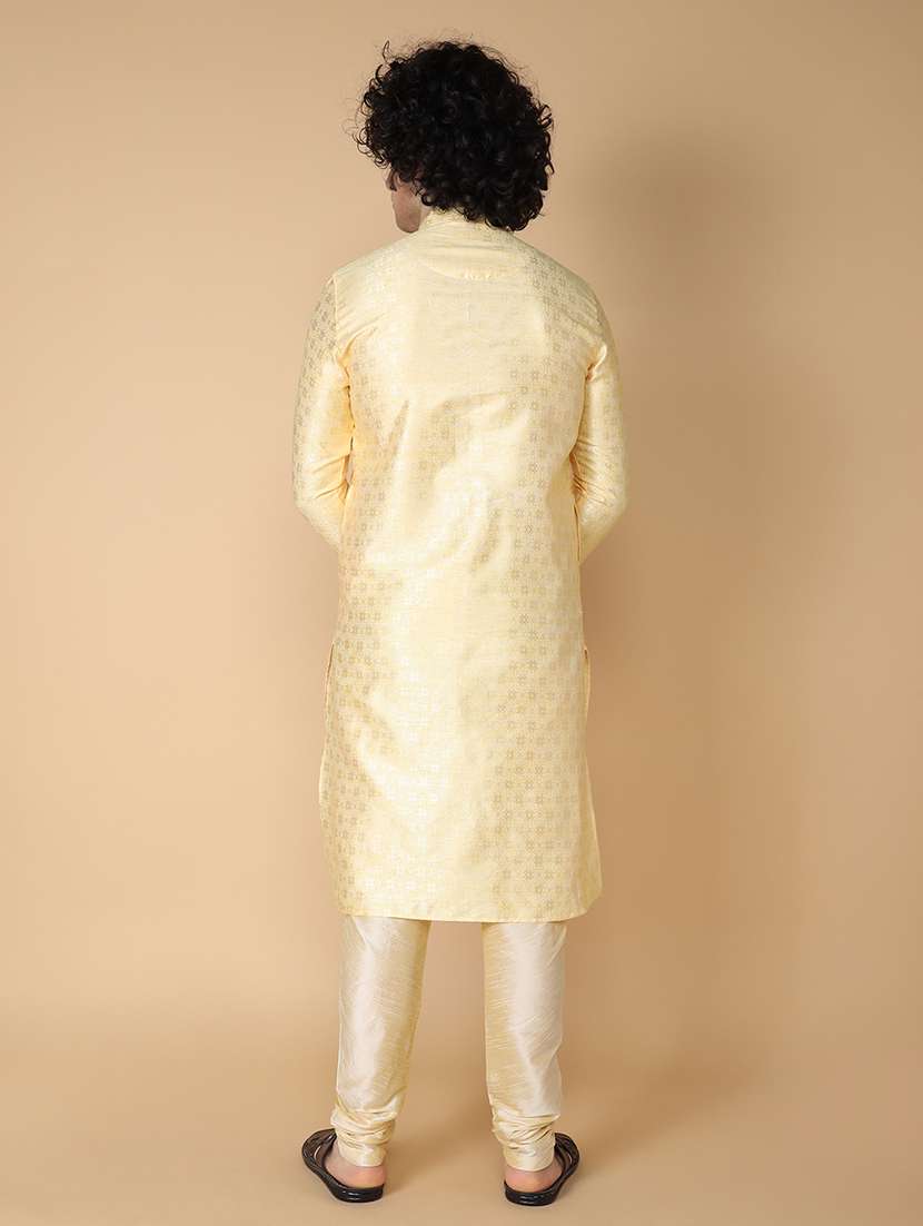 mandarin neck self design long kurta - 20011634 -  Standard Image - 3