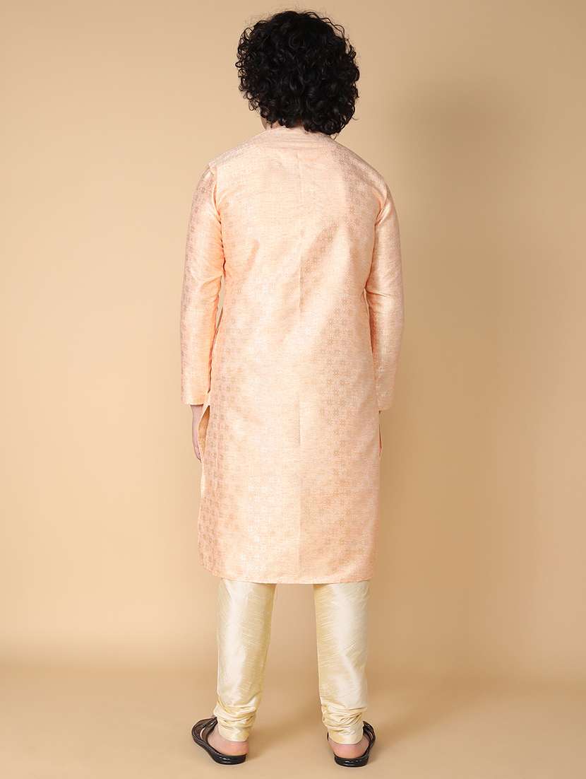 mandarin neck self design long kurta - 20011638 -  Standard Image - 3