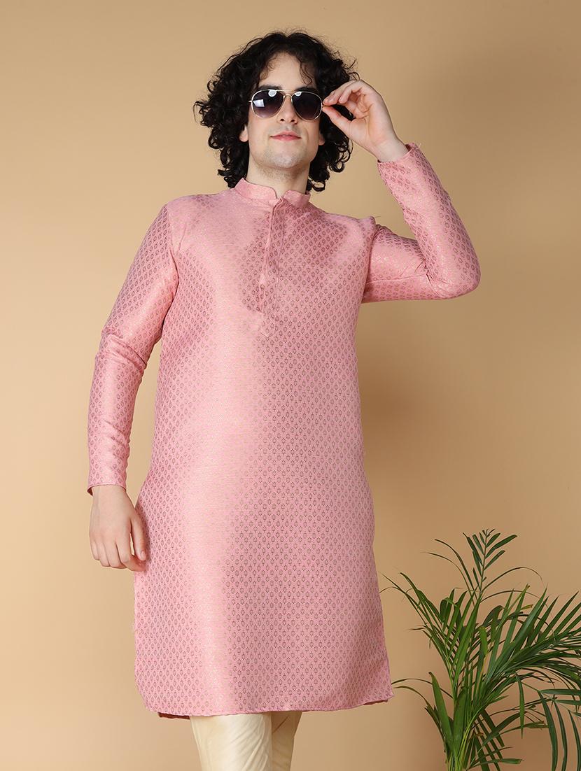 mandarin neck self design long kurta - 20011640 - Zoom Image - 0