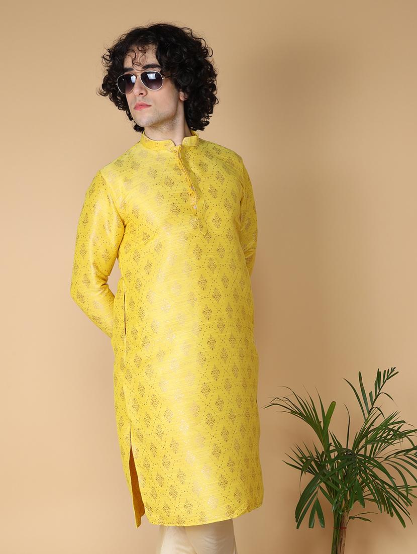 mandarin neck self design long kurta - 20011647 - Zoom Image - 0