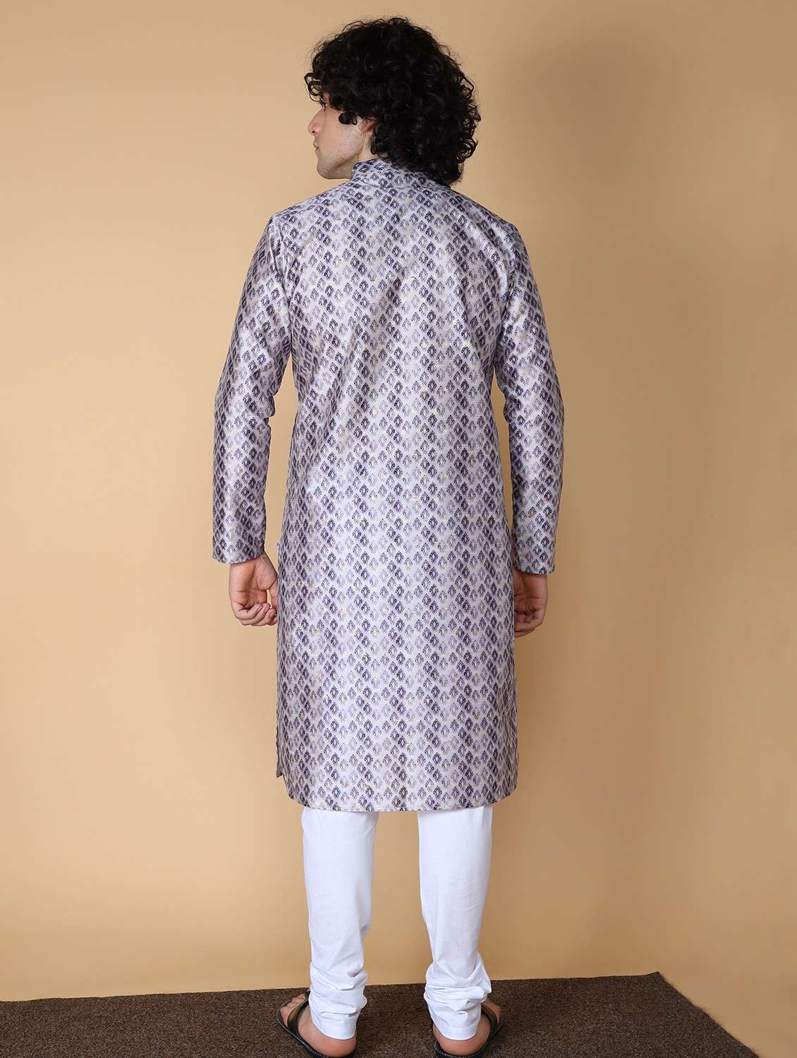mandarin neck printed long kurta - 20011652 - Standard Image - 3