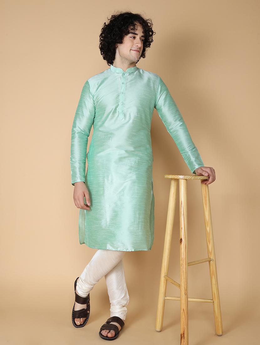men solid kurta churidar ethnic wear set - 20011681 -  Zoom Image - 0