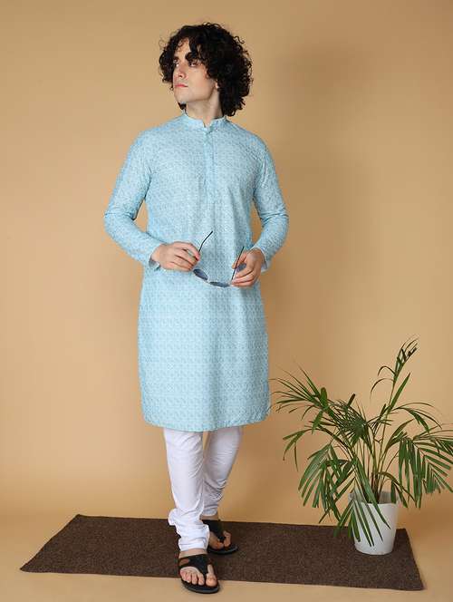 men embroidered kurta churidar ethnic wear set - 20011683 -  Standard Image - 0