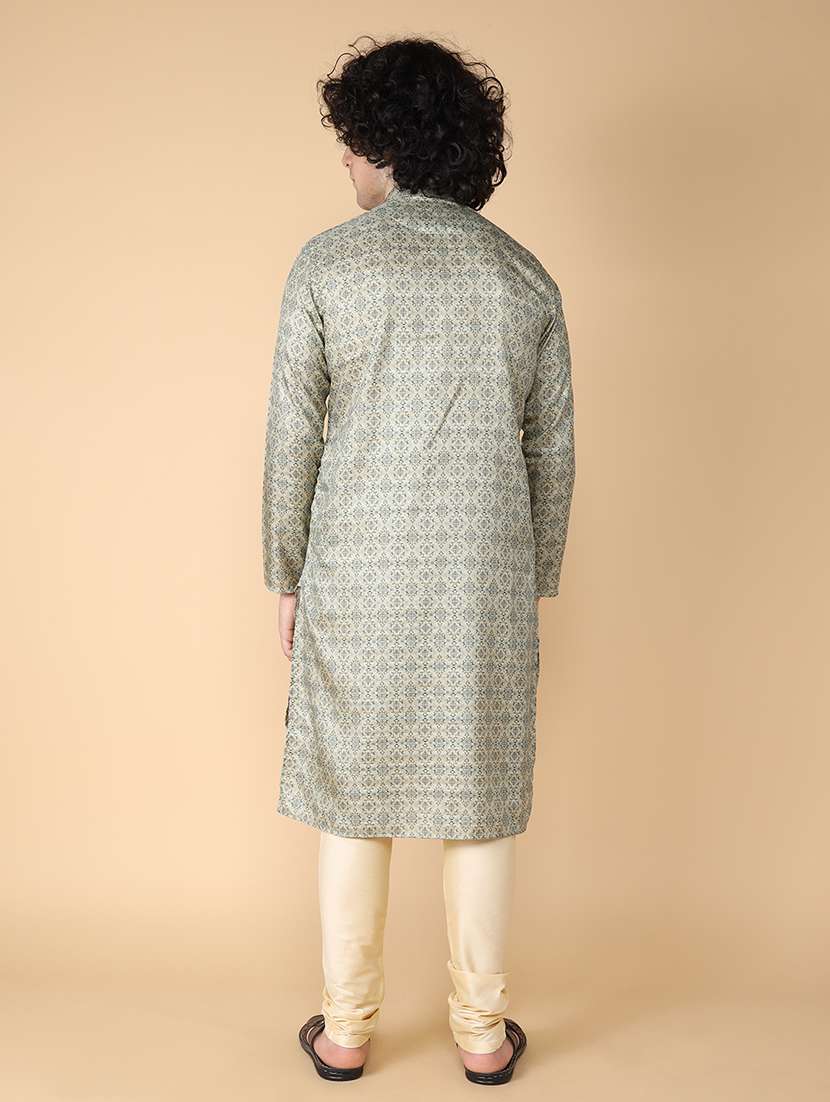 men printed kurta churidar ethnic wear set - 20011723 -  Standard Image - 3