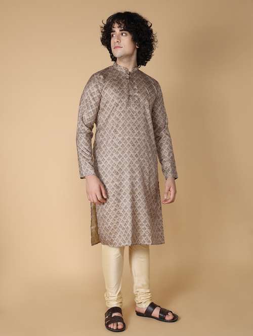 men printed kurta churidar ethnic wear set - 20011728 -  Standard Image - 0
