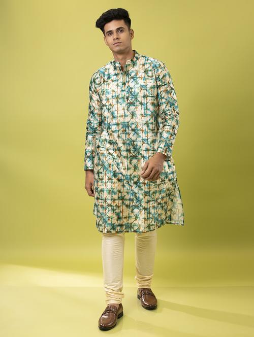 men printed kurta churidar ethnic wear set - 20011738 - Standard Image - 0