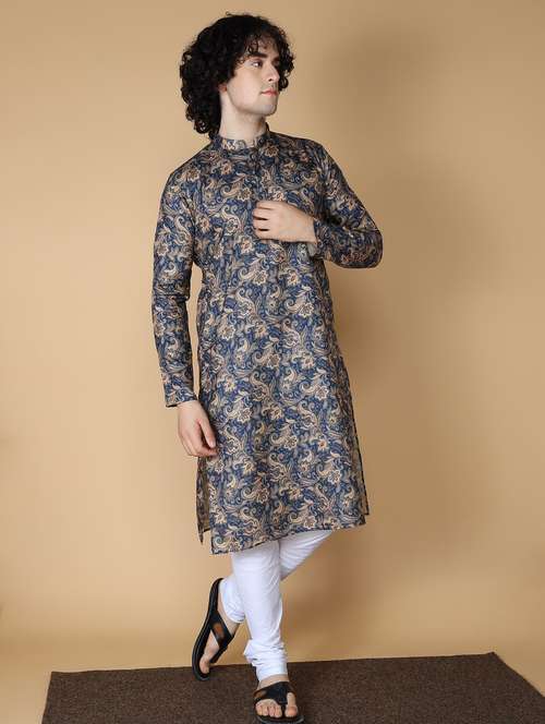 men printed kurta churidar ethnic wear set - 20011744 -  Standard Image - 0