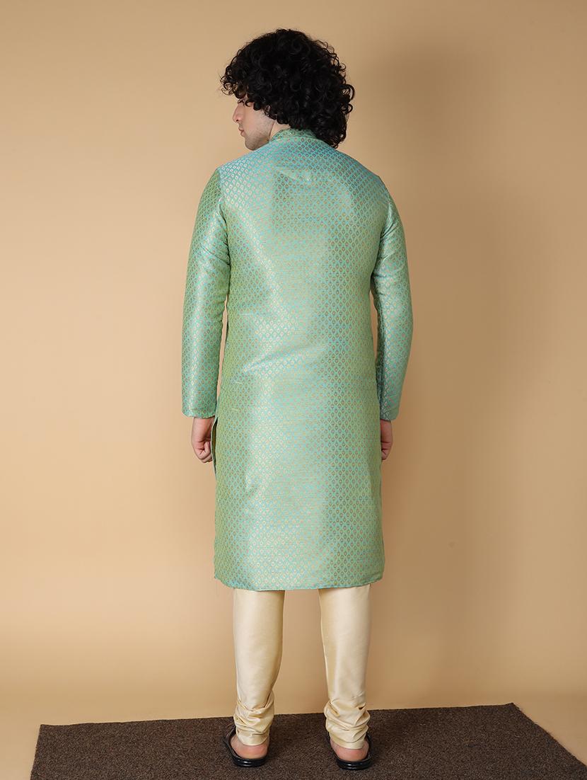 men self design kurta churidar ethnic wear set - 20011748 - Standard Image - 3