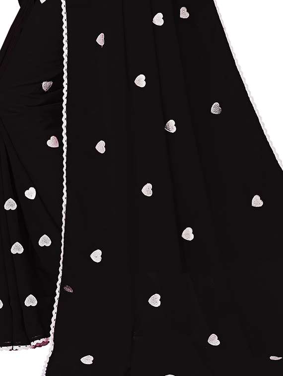black self design saree with blouse - 20011824 -  Standard Image - 3