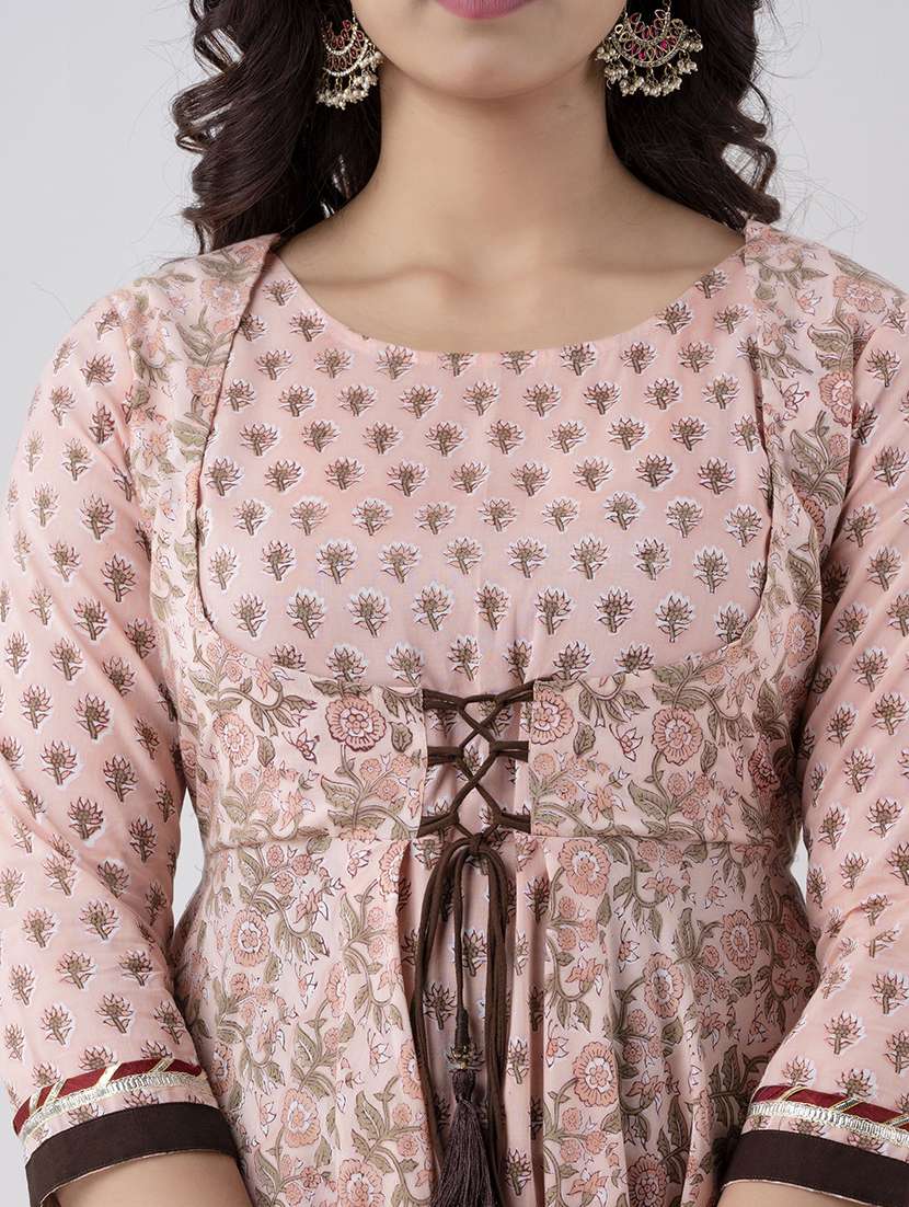 pink rayon anarkali kurta - 20011850 -  Standard Image - 5