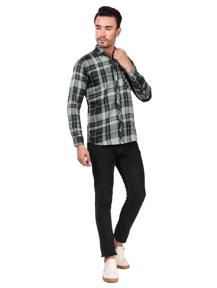 mens checks long sleeve casual shirt - 20012048 - Standard Image - 3