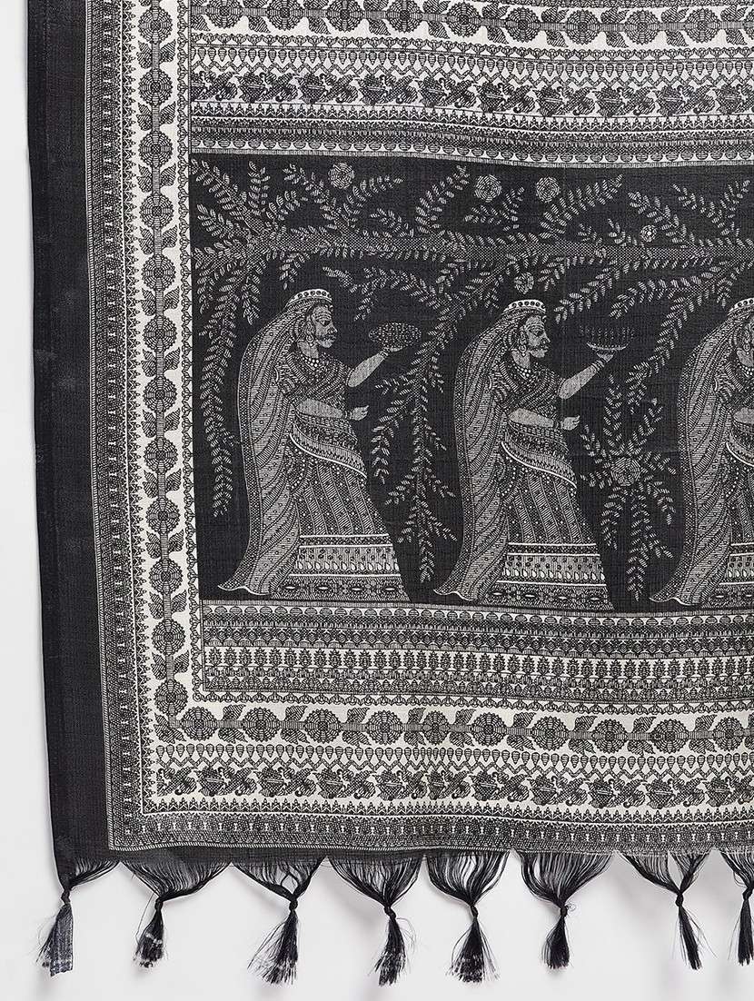 black silk blend dupatta - 20012165 -  Standard Image - 5