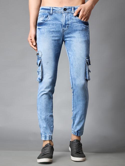 mens cargo plain jeans - 20012293 - Standard Image - 0