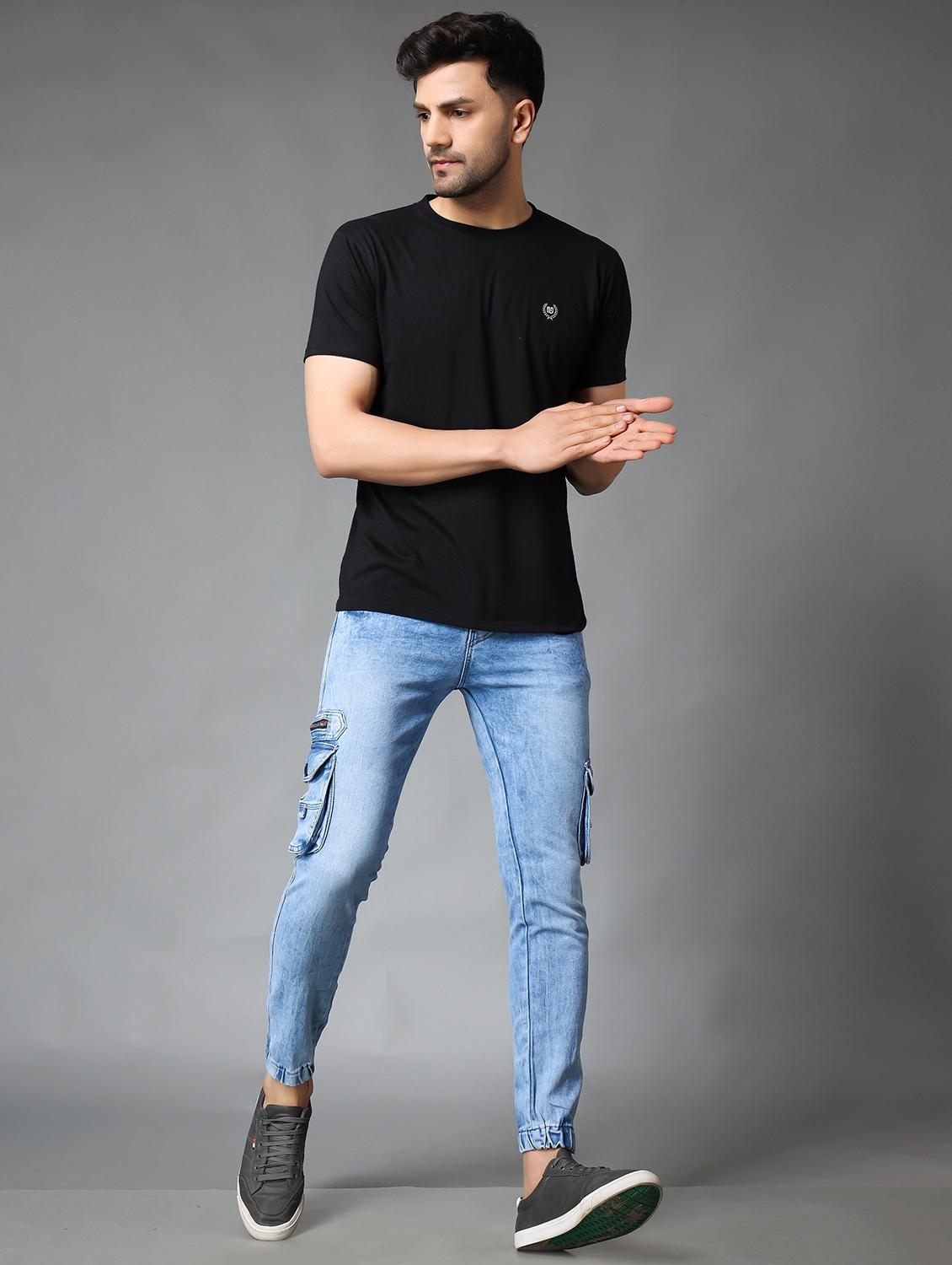 mens cargo plain jeans - 20012293 - Standard Image - 3
