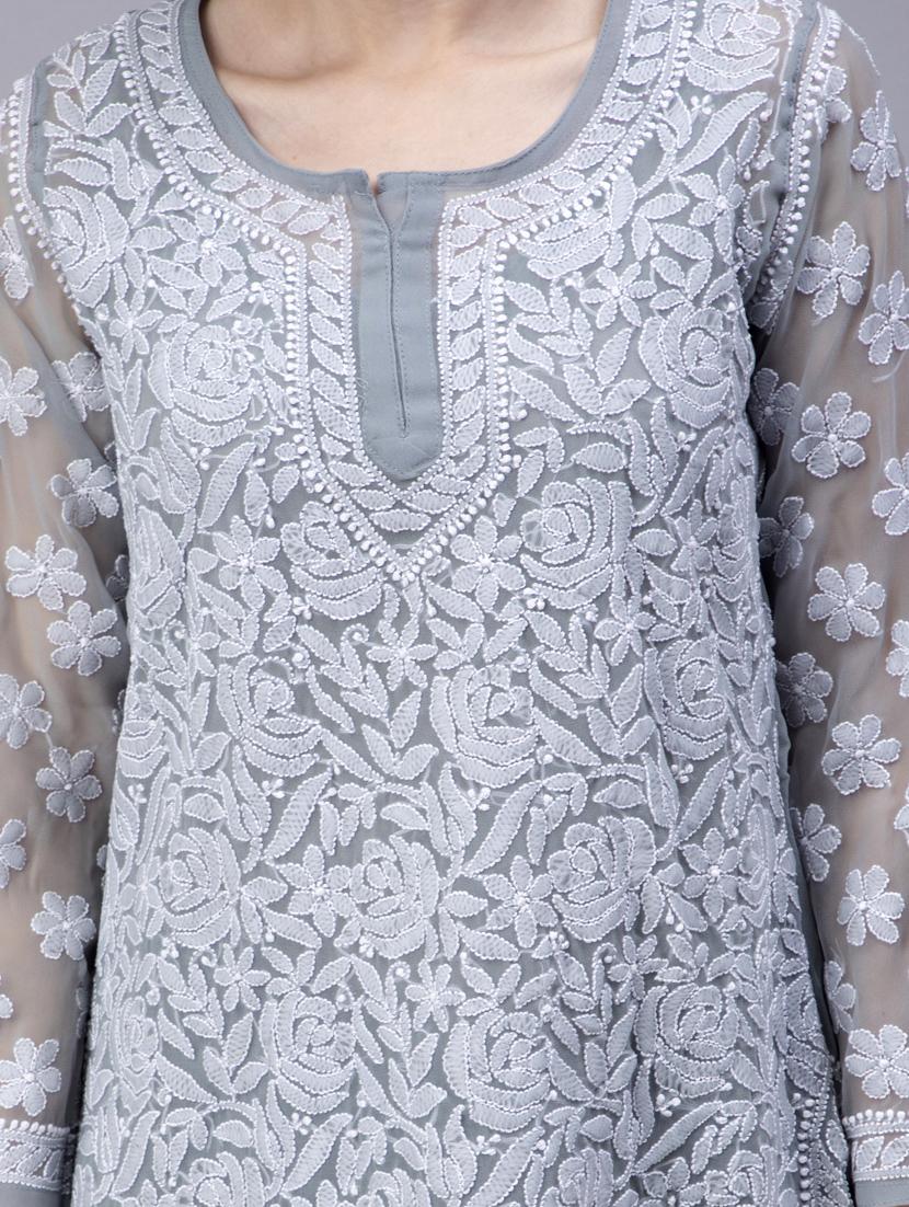 chikankari georgette short kurti - 20012909 - Standard Image - 5